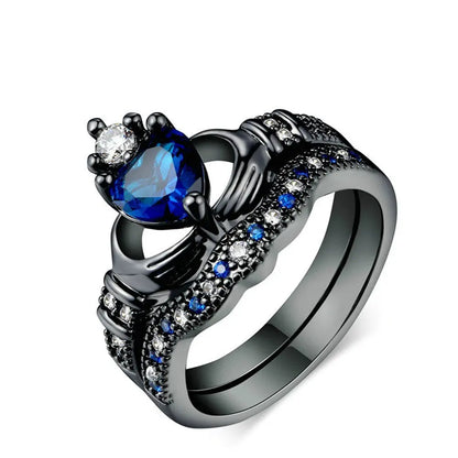 Crown love sapphire female ring - Designs by Mysh