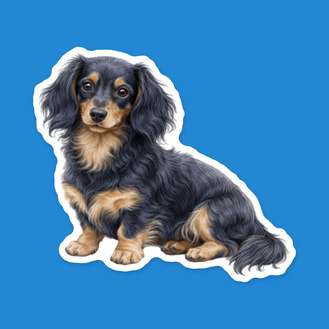 Dachshund Blue and Tan Longhair watercolor dog fridge magnet