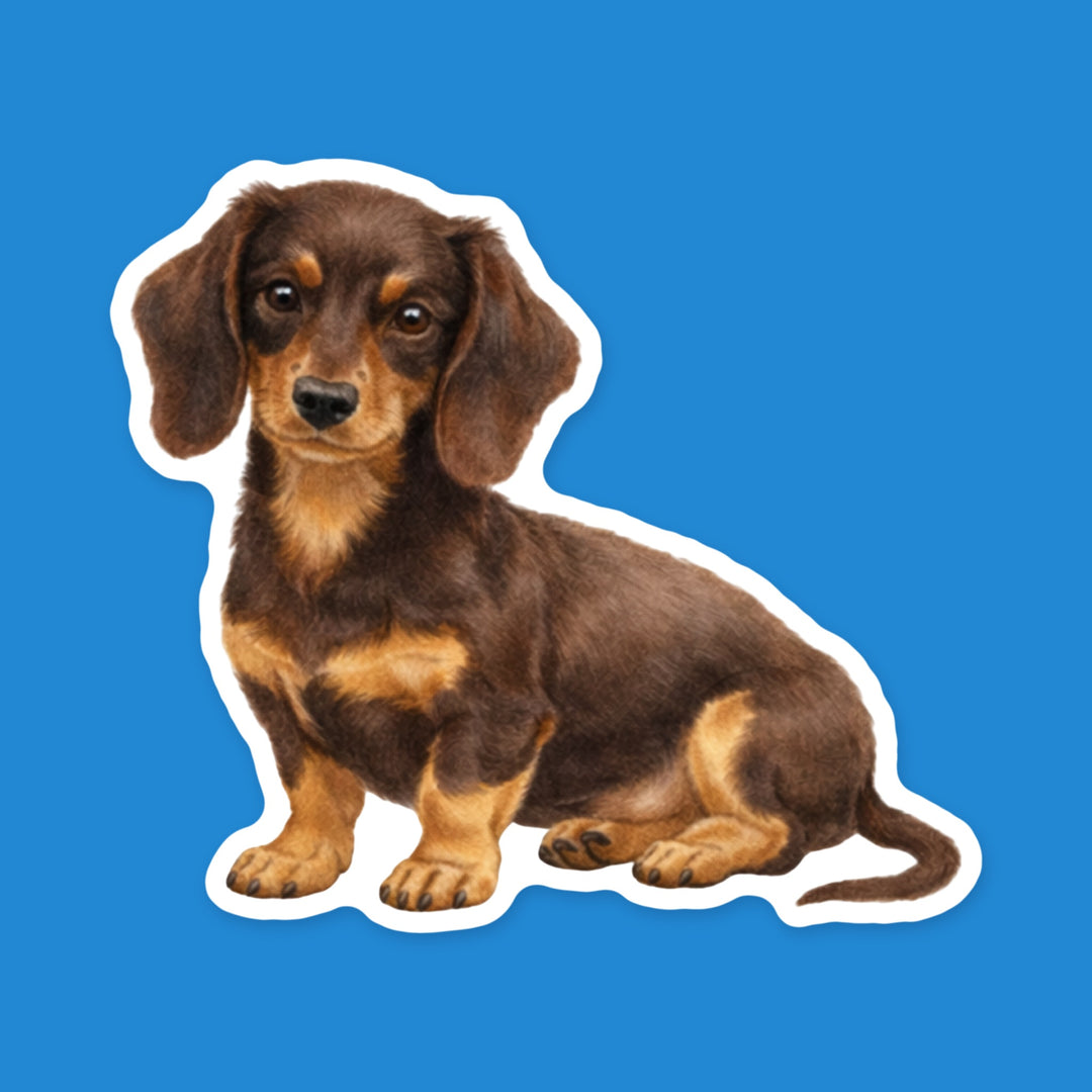 Dachshund Chocolate and Tan watercolor dog fridge magnet