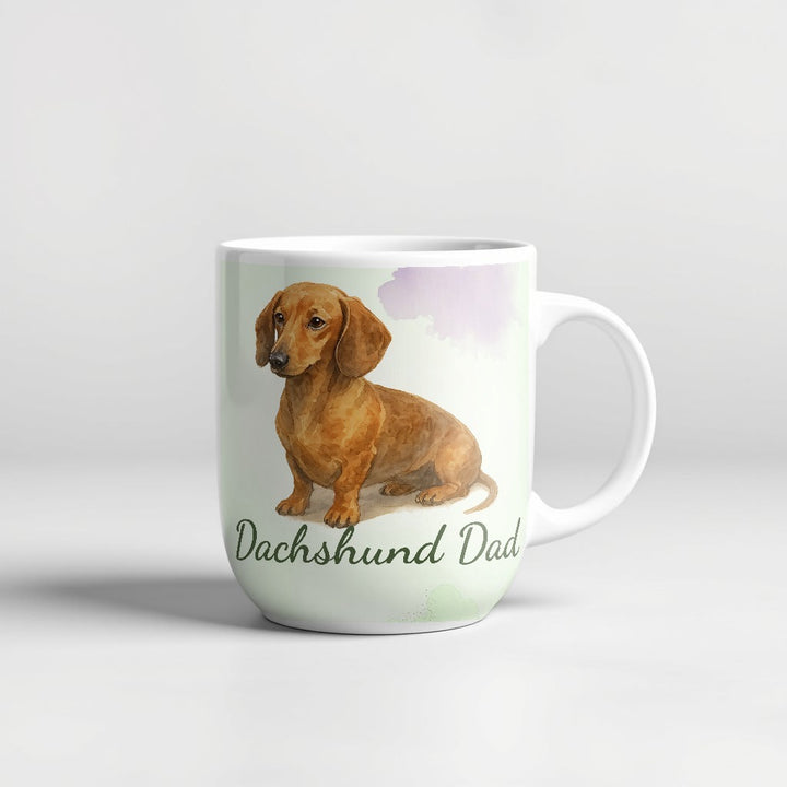 Red Dachshund watercolor Dachshund Dad 15oz ceramic mug - Designs by Mysh