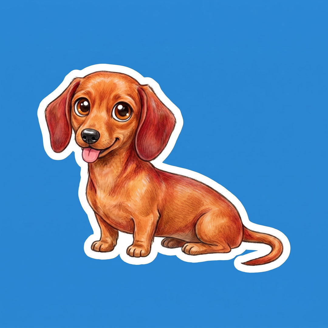 Dachshund Red Kawaii design - sitting wiener dog puppy - Designs by Mysh