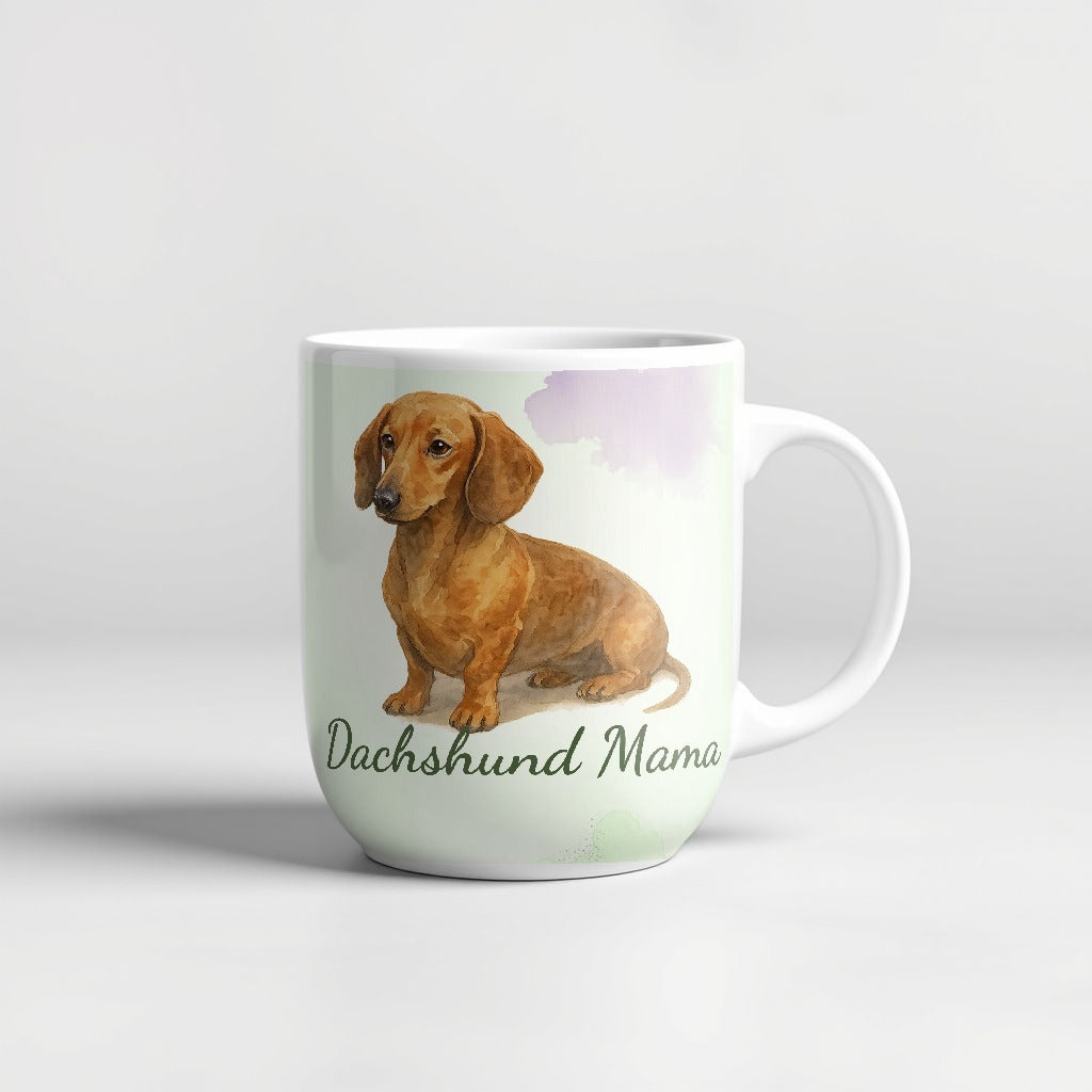 Red Dachshund watercolor Dachshund Mama 15oz ceramic mug - Designs by Mysh