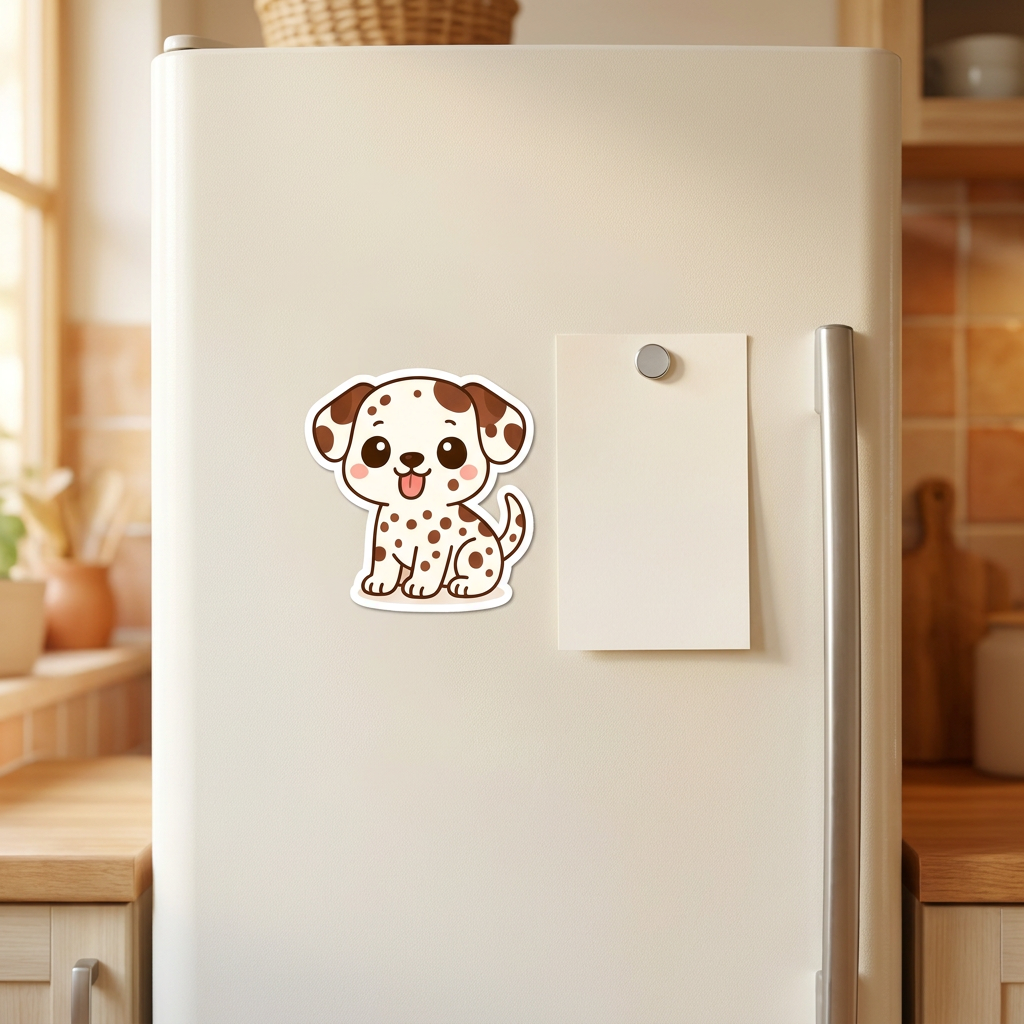 Dalmatian Liver Kawaii Magnet on a fridge