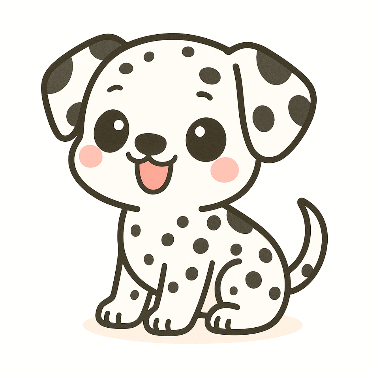 Cute Dalmatian puppy vinyl sticker with pink cheeks and black spots