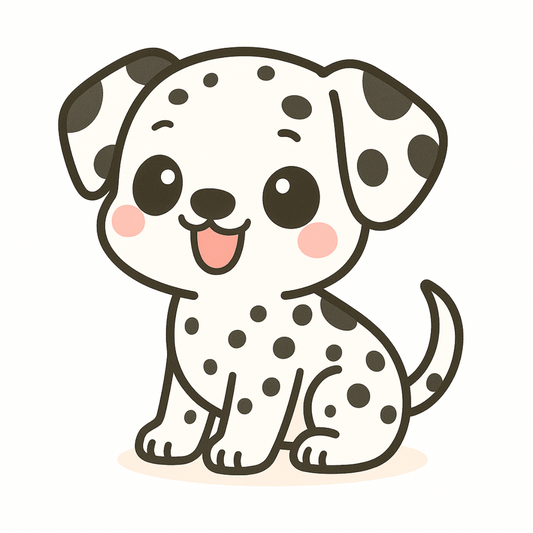 Cute Dalmatian puppy vinyl sticker with pink cheeks and black spots