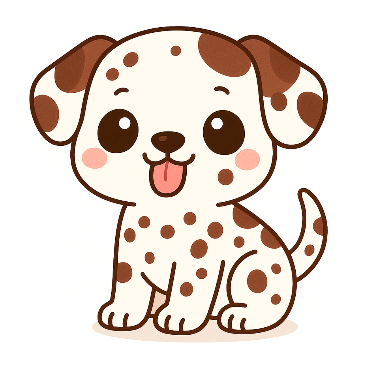 Cute Dalmatian puppy vinyl sticker with pink cheeks and brown spots