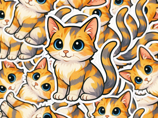 Dilute Calico Cat Sticker, Soft Pastel Cat Decal, Kawaii Vinyl Cat Sticker, Cute Gift for Cat Lovers