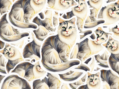 Diluted Calico Cat Sticker, Watercolor Cat Decal, Vinyl Water-resistant Sticker, Pet Lover Gift, Cute Cat Laptop or Water Bottle Sticker