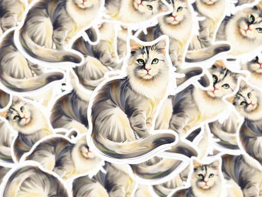 Diluted Calico Cat Sticker, Watercolor Cat Decal, Vinyl Waterproof Sticker, Pet Lover Gift, Cute Cat Laptop or Water Bottle Sticker