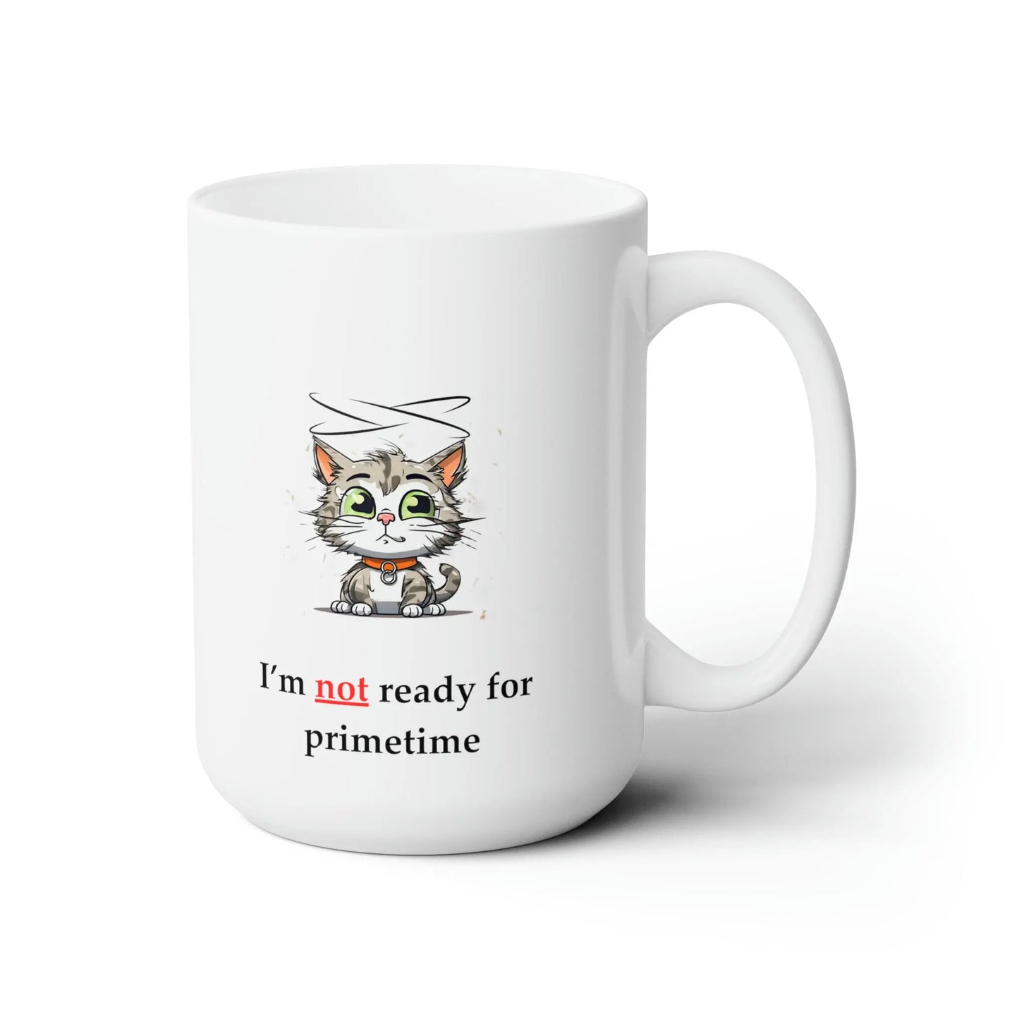 Dizzy Cat Ceramic Mug 15oz Printify