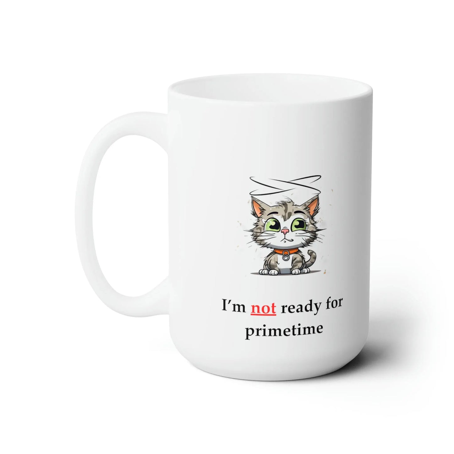 Dizzy Cat Ceramic Mug 15oz Printify