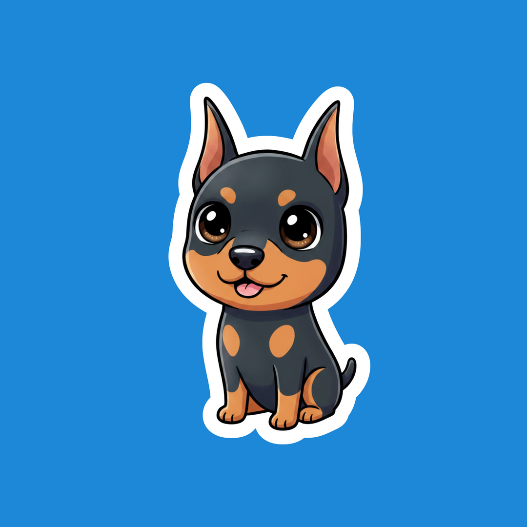 Doberman Pinscher Black and Rust Kawaii Artwork – Designs by Mysh