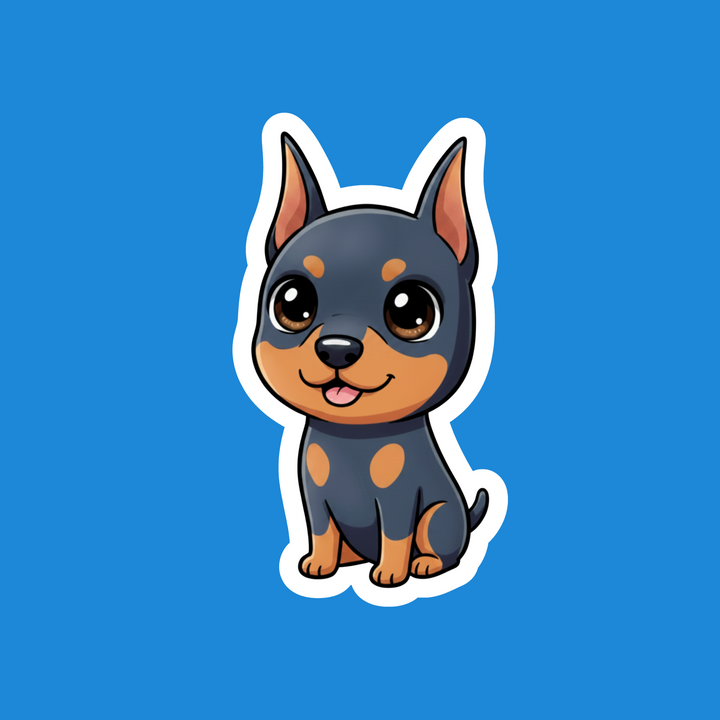 Doberman Pinscher Blue and Rust Kawaii Artwork – Designs by Mysh