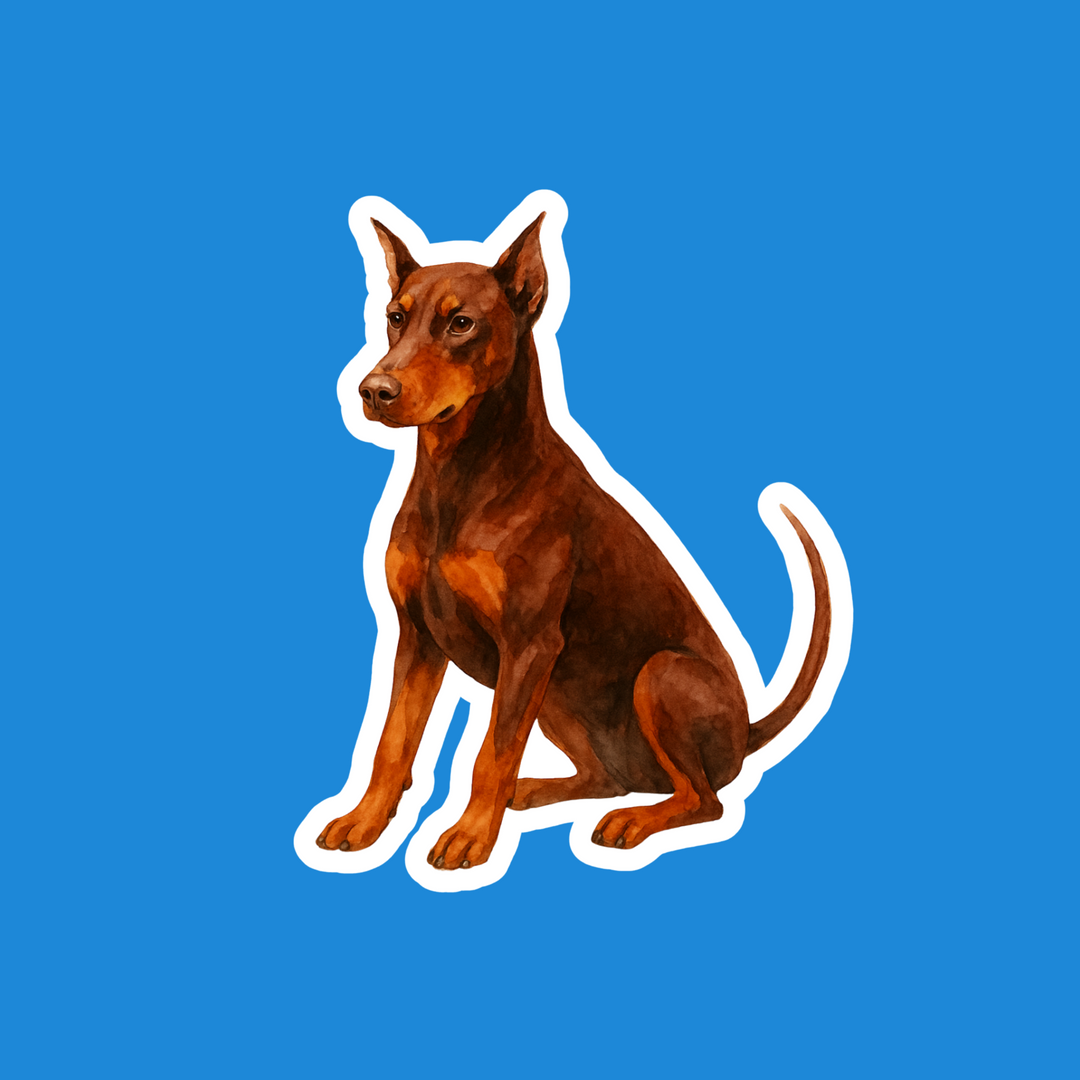 Doberman Pinscher Red and Rust Watercolor