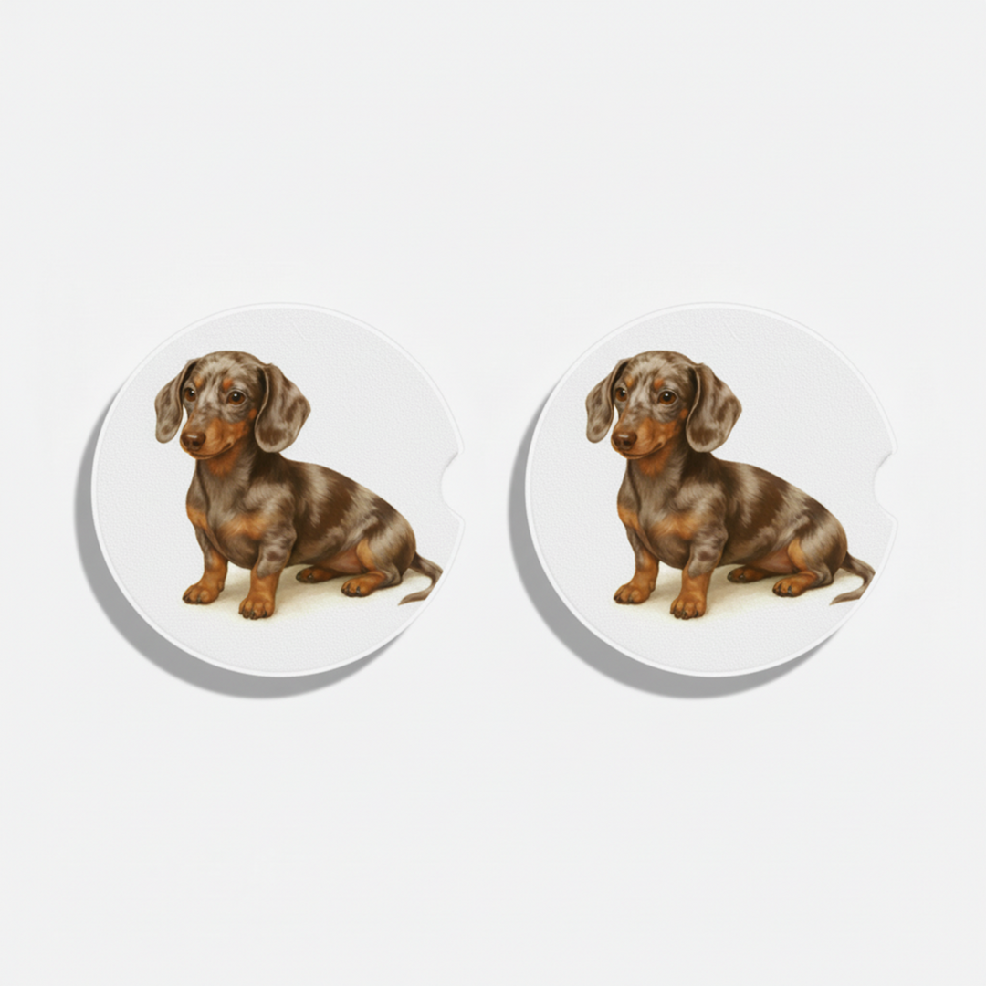 Dachshund Watercolor Style – Ceramic Car Coasters - Designs by Mysh