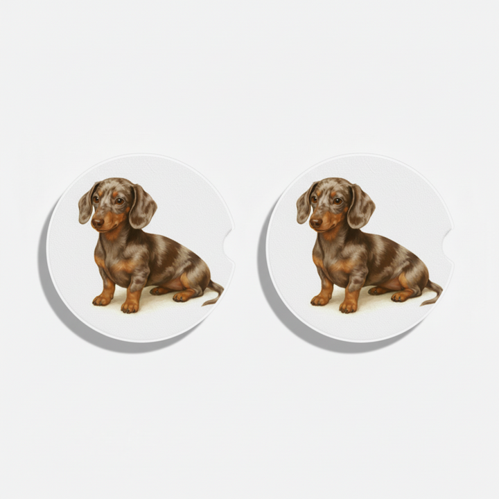 Dachshund Watercolor Style – Ceramic Car Coasters - Designs by Mysh
