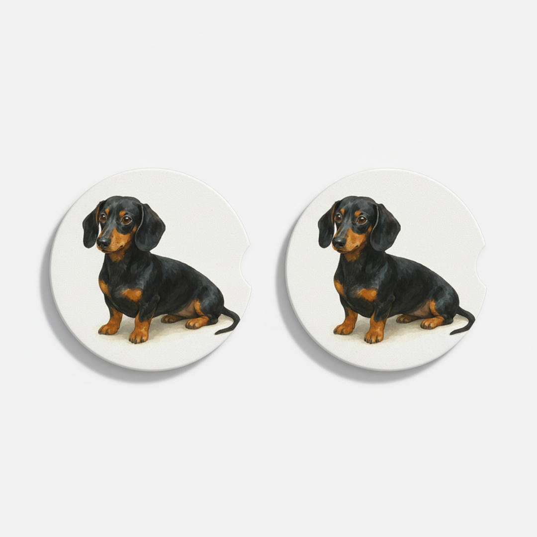 Dachshund Watercolor Style – Ceramic Car Coasters - Designs by Mysh