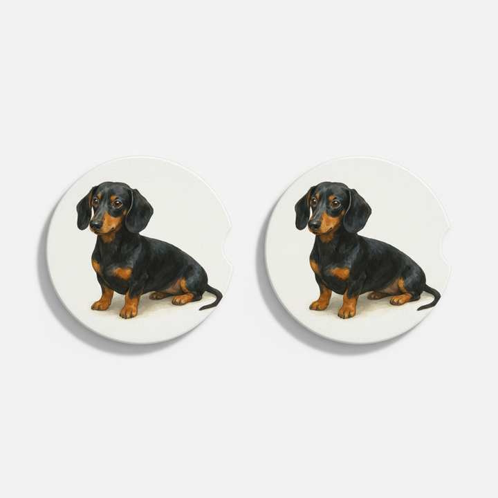Dachshund Watercolor Style – Ceramic Car Coasters - Designs by Mysh