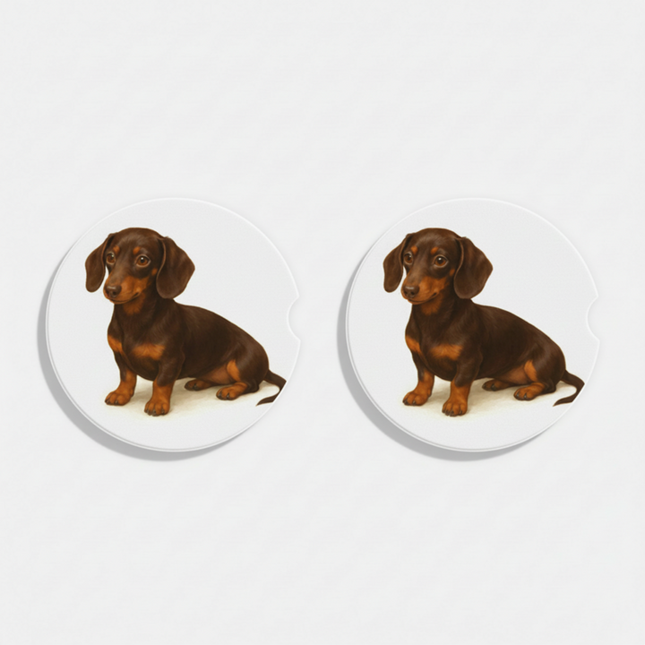 Dachshund Watercolor Style – Ceramic Car Coasters - Designs by Mysh
