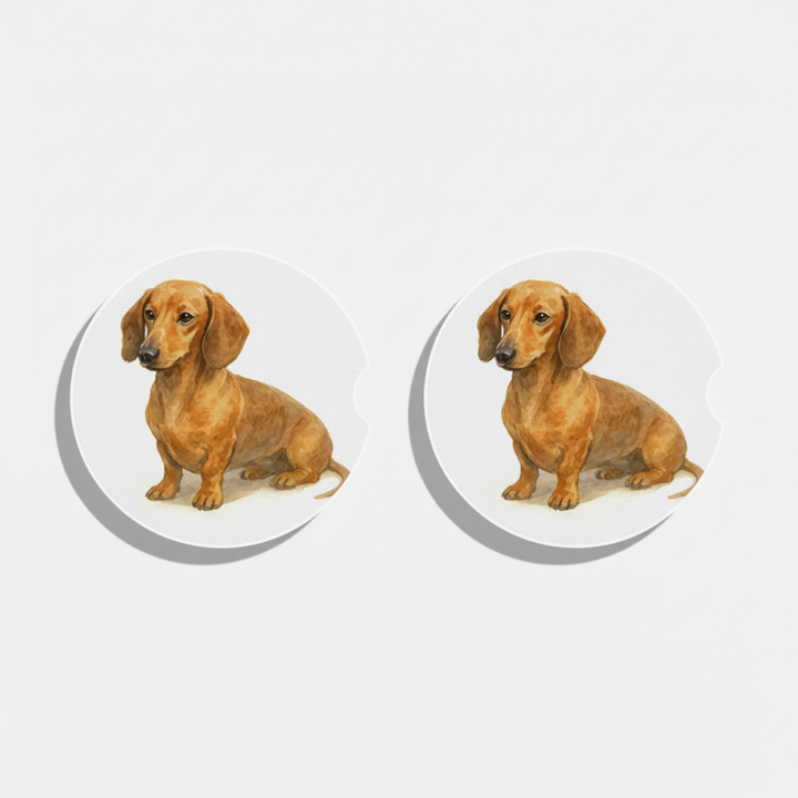 Dachshund Watercolor Style – Ceramic Car Coasters - Designs by Mysh