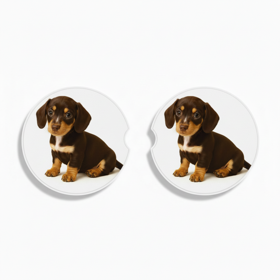 Dachshund Watercolor Style – Ceramic Car Coasters - Designs by Mysh
