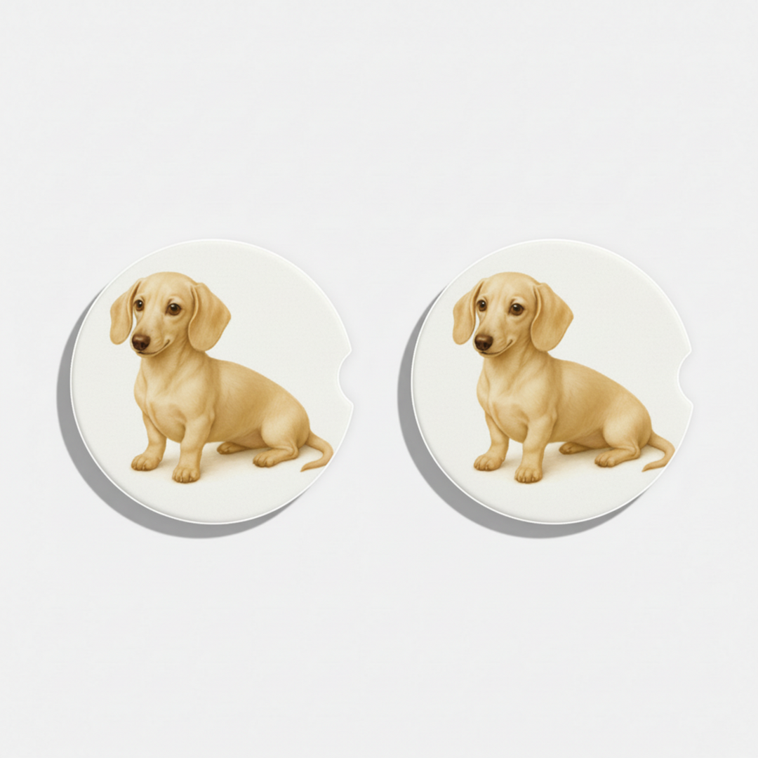 Dachshund Watercolor Style – Ceramic Car Coasters - Designs by Mysh
