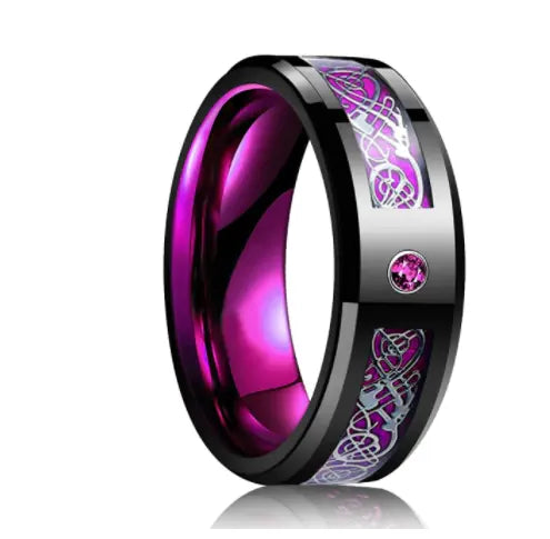 Dragon Stone Inlay Tungsten Ring - Purple Designs by Mysh