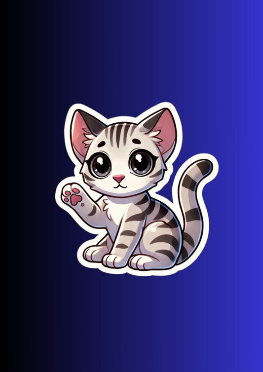 Egyptian Mau Cat Magnet – 3" Die-Cut Kawaii Silver Tabby Magnet – Cute Fridge Magnet for Cat Lovers – Exotic Spotted Kitty Decor