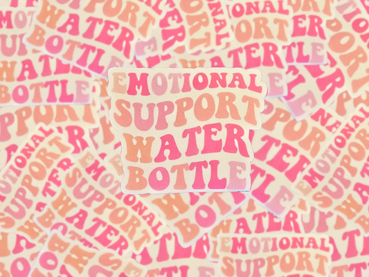 Emotional Support Water Bottle Sticker, Funny Hydration Decal, Retro Vinyl Sticker, Self-Care Gift for Laptops or Bottles