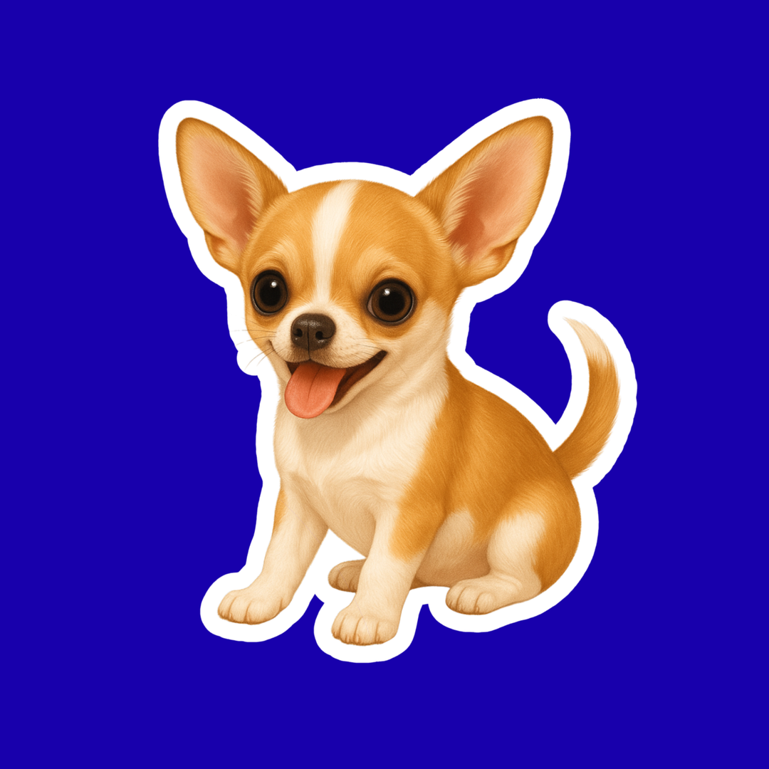 Cartoon dog sticker on a blue background