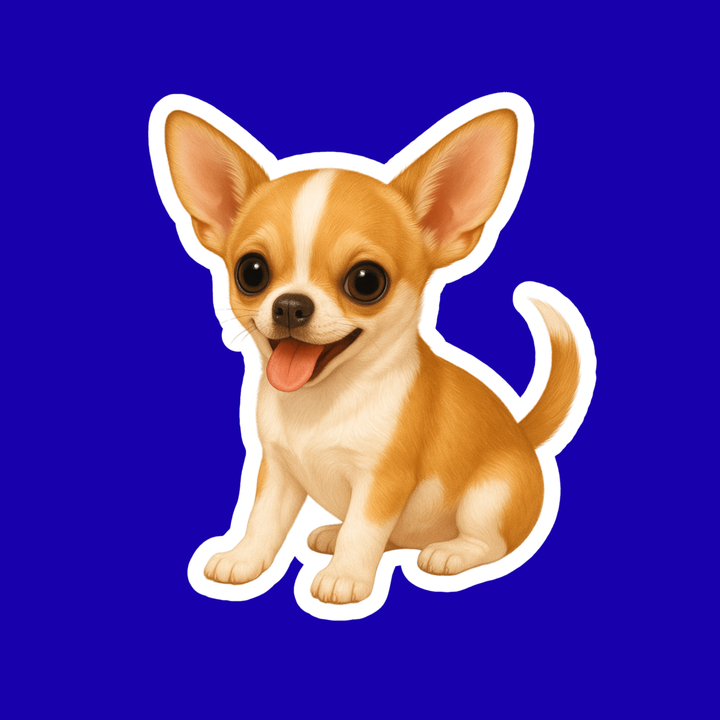 Cartoon dog sticker on a blue background