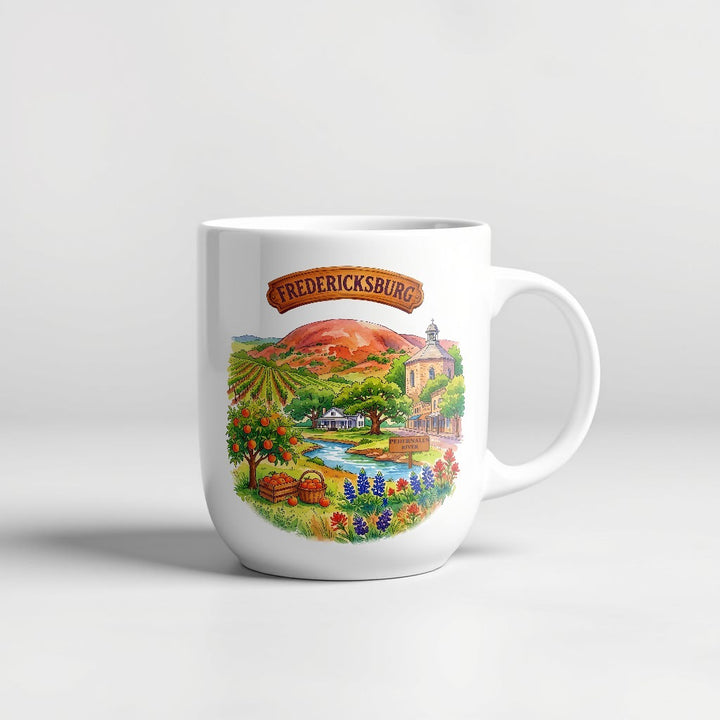 Fredericksburg Texas watercolor 15oz ceramic mug - Designs by Mysh