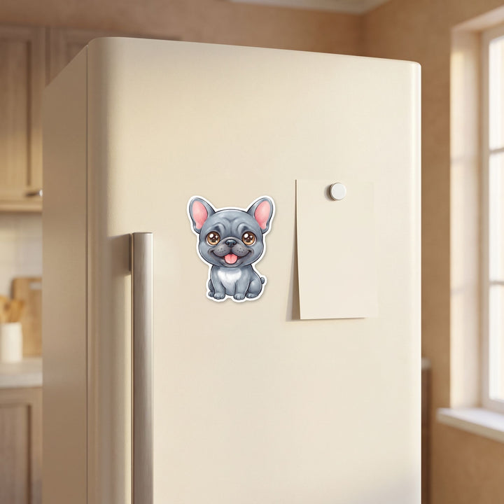 French Bulldog Blue kawaii magnet on a refrigerator door