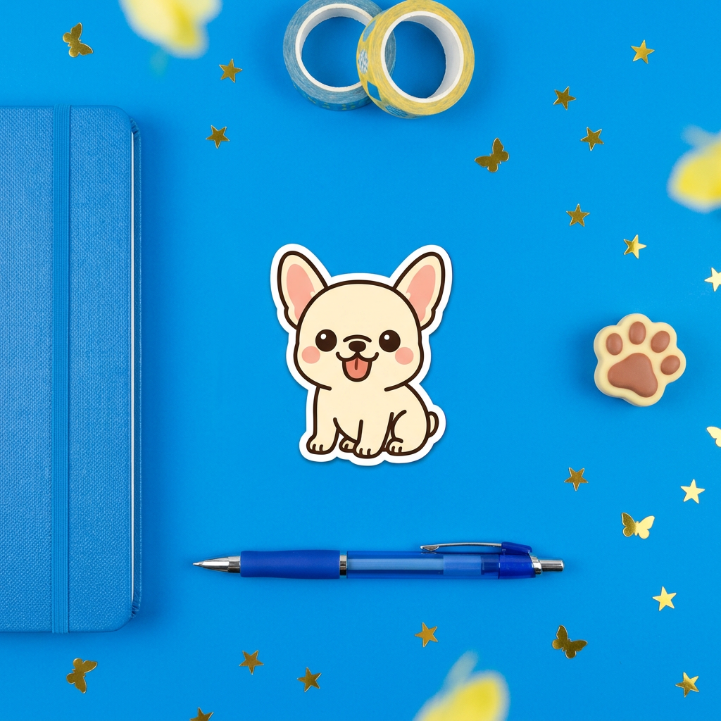 French Bulldog Cream Kawaii Magnet brand flat lay - Designs by Mysh