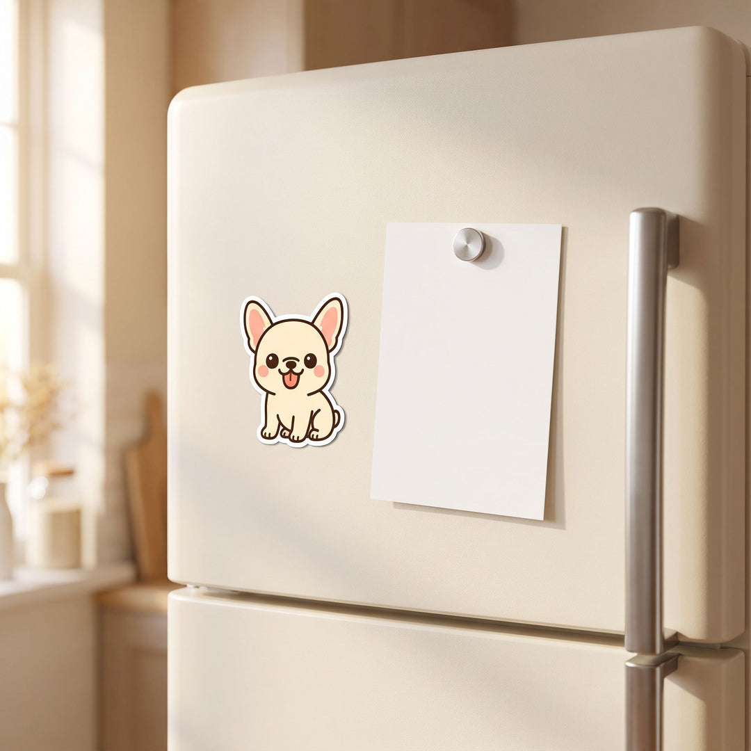 French Bulldog Cream Kawaii Magnet on a fridge - Designs by Mysh