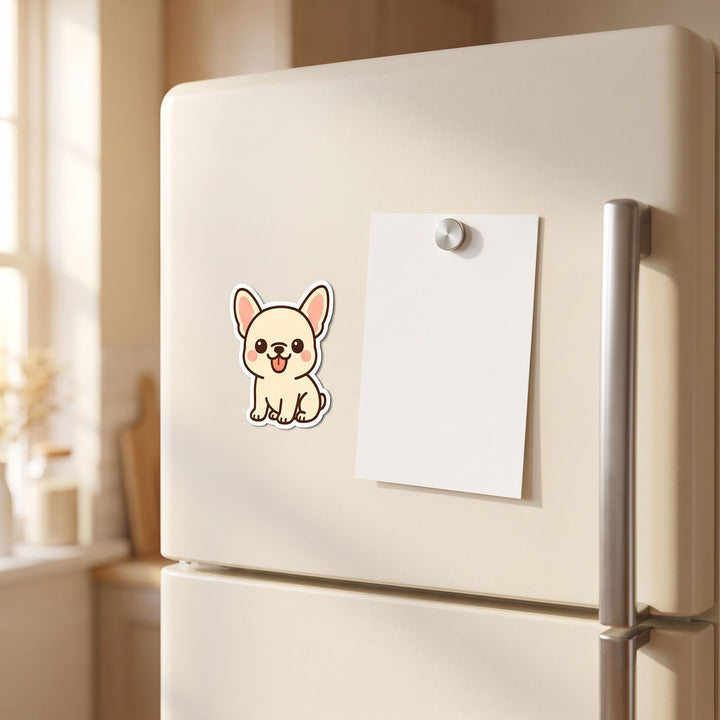 French Bulldog Cream Kawaii Magnet on a fridge - Designs by Mysh