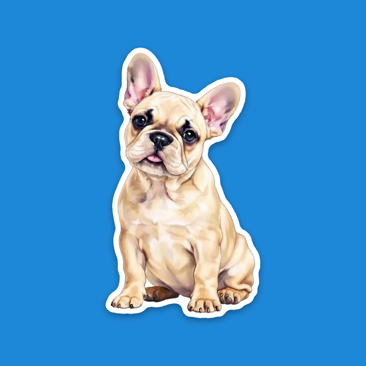 French Bulldog Cream watercolor flexible fridge magnet, hand-painted style Frenchie puppy with a blep – Designs by Mysh