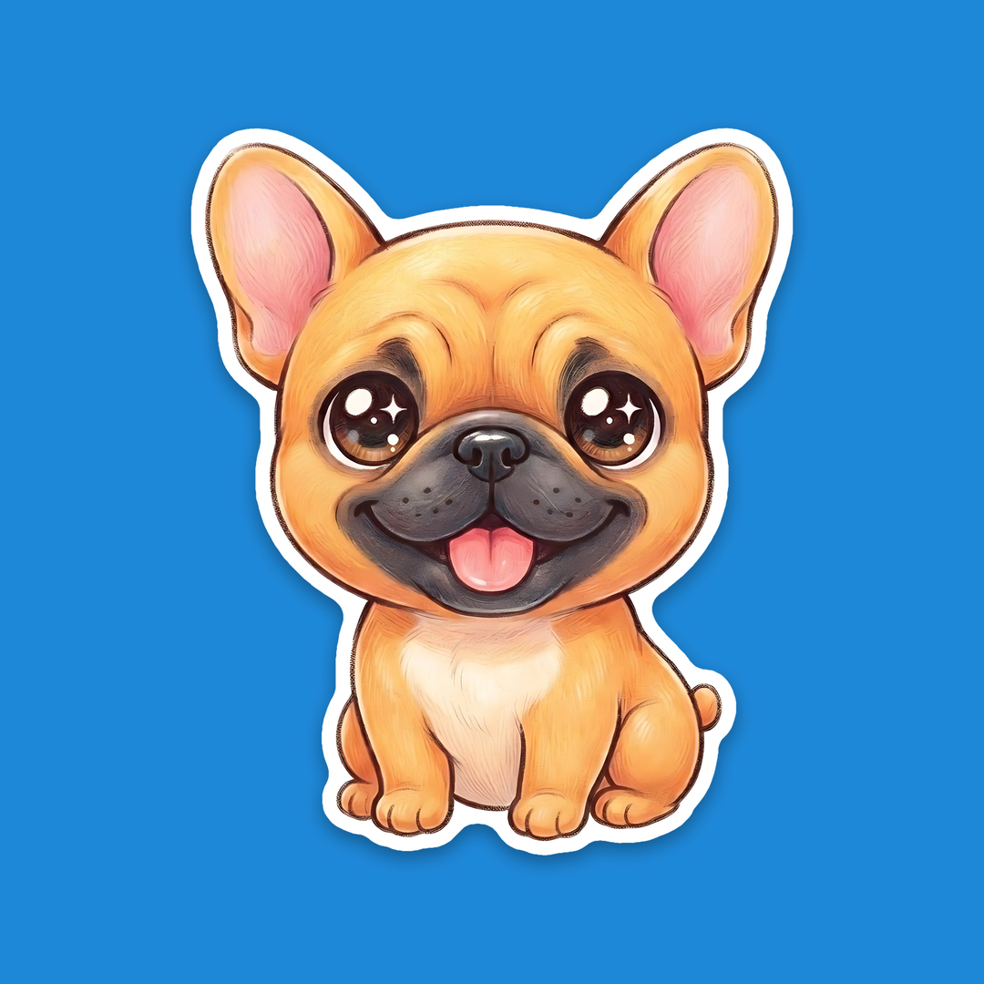 French Bulldog Fawn kawaii flexible fridge magnet, happy Frenchie puppy in colored-pencil style – Designs by Mysh