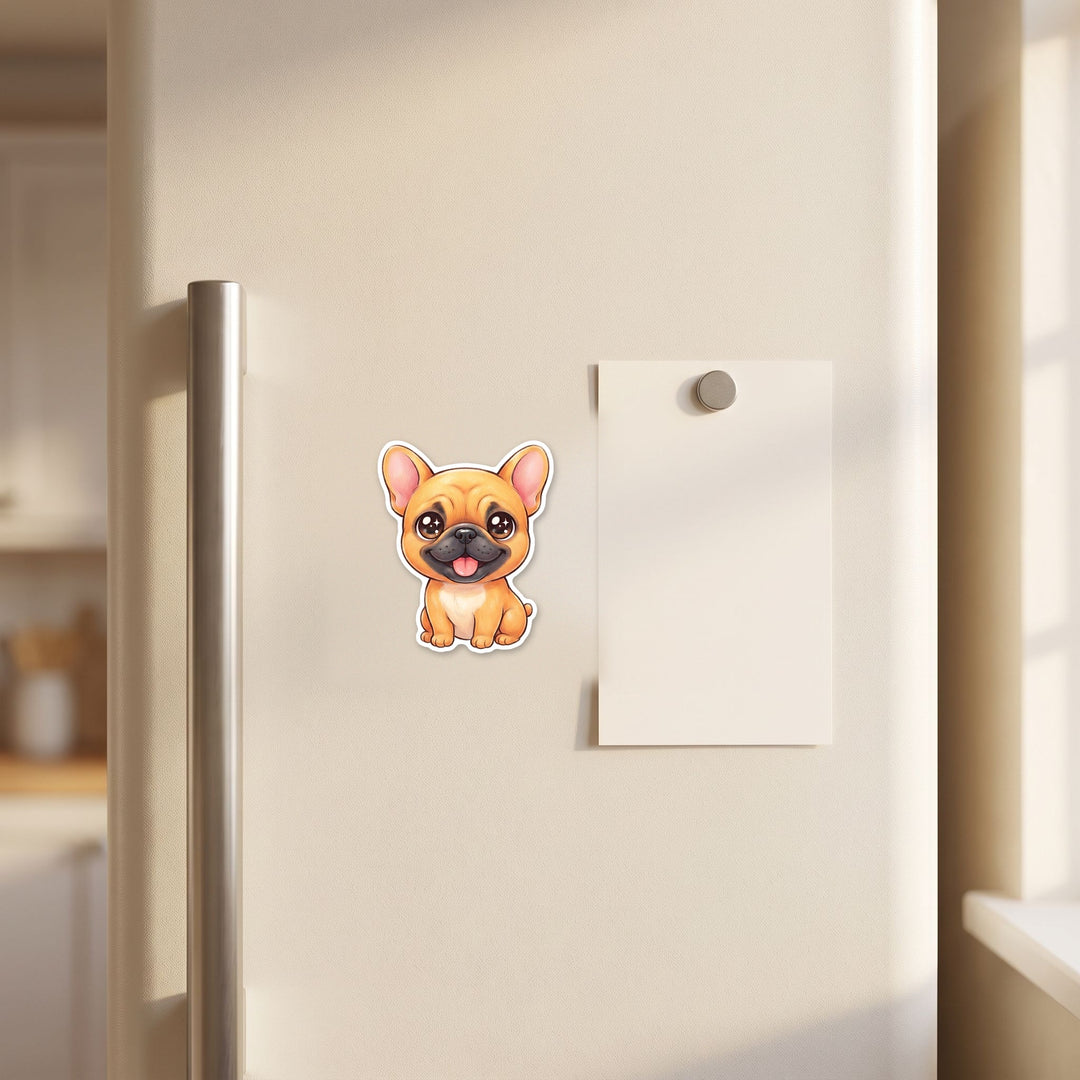 French Bulldog Fawn kawaii magnet on a refrigerator door