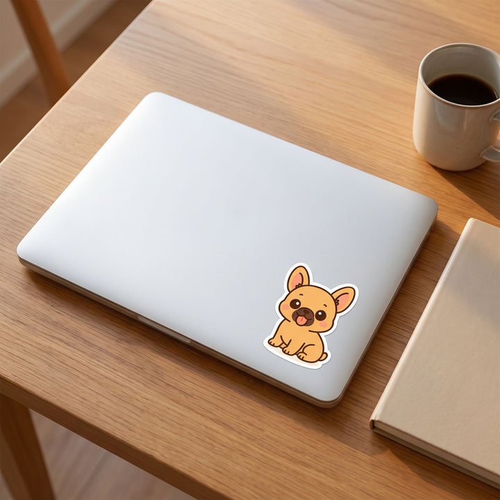 French Bulldog Fawn Kawaii Sticker on a laptop