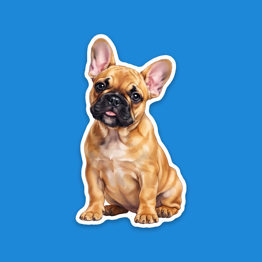 French Bulldog Fawn watercolor flexible fridge magnet, hand-painted style Frenchie puppy with a blep – Designs by Mysh