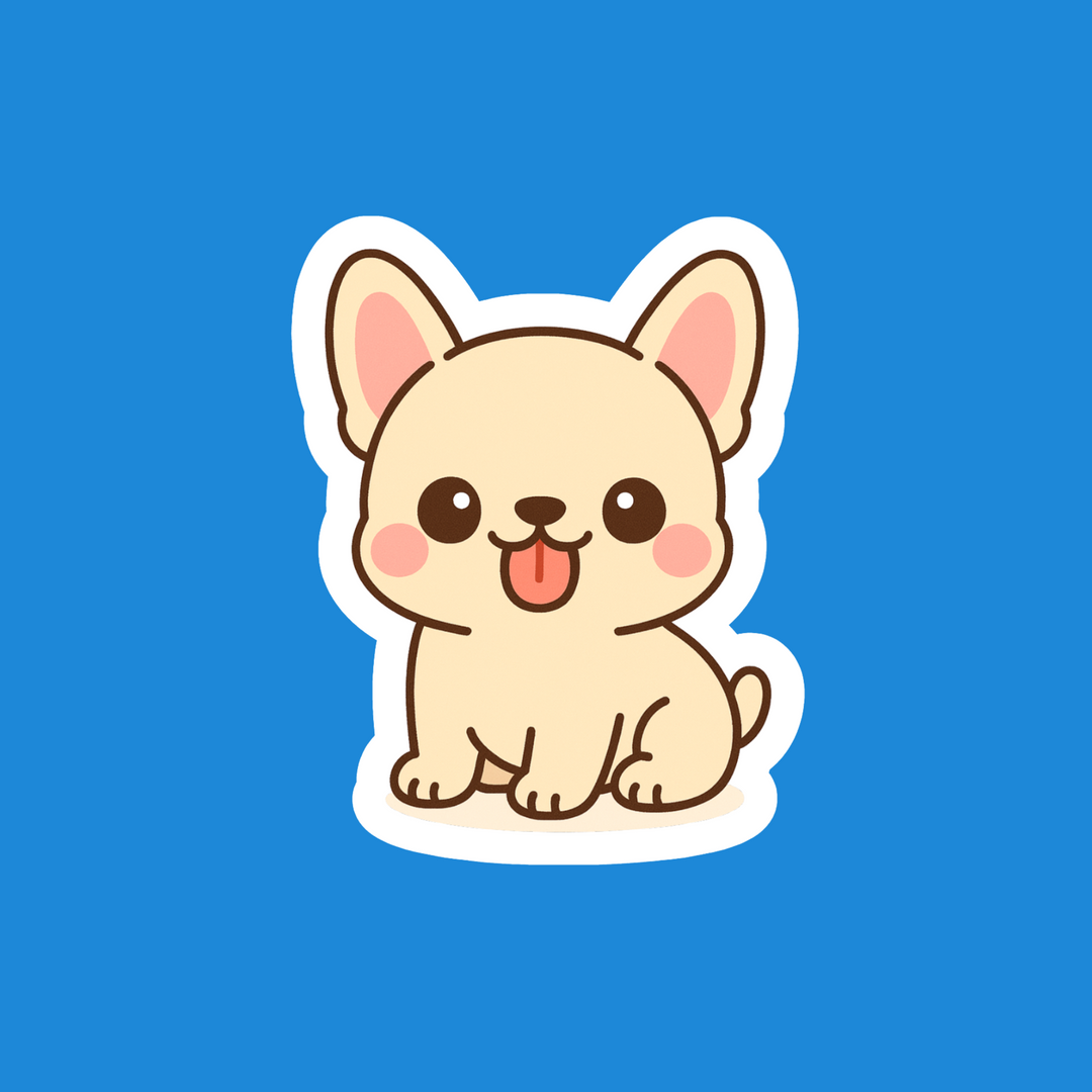 French Bulldog White Vinyl Sticker | Kawaii Dog Art | Cute Frenchie Lover Gift | 3” Water-Resistant Vinyl | 9 Color Variants - Designs by Mysh