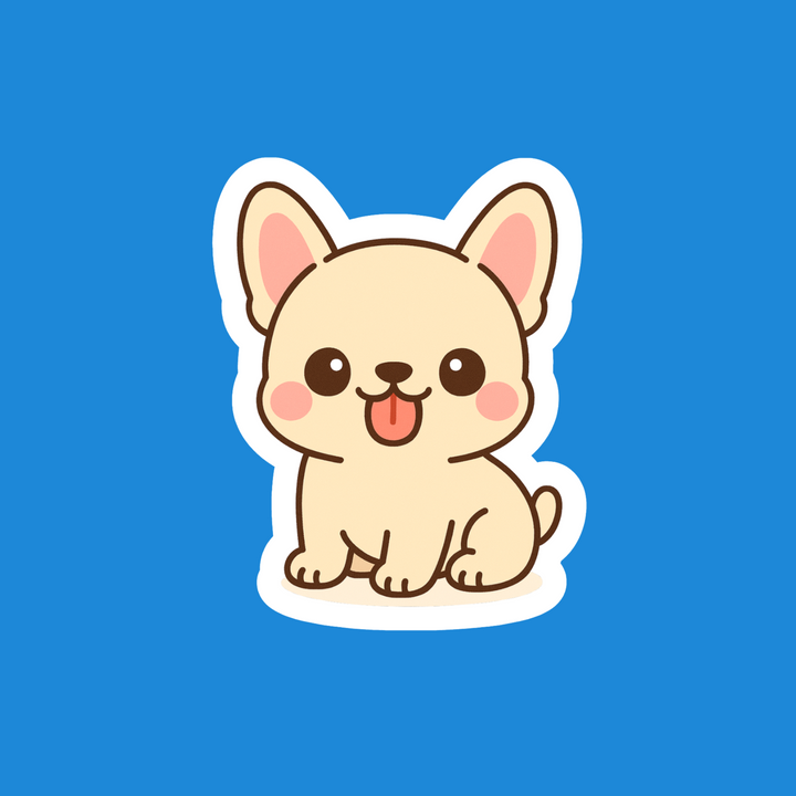 French Bulldog White Vinyl Sticker | Kawaii Dog Art | Cute Frenchie Lover Gift | 3” Water-Resistant Vinyl | 9 Color Variants - Designs by Mysh
