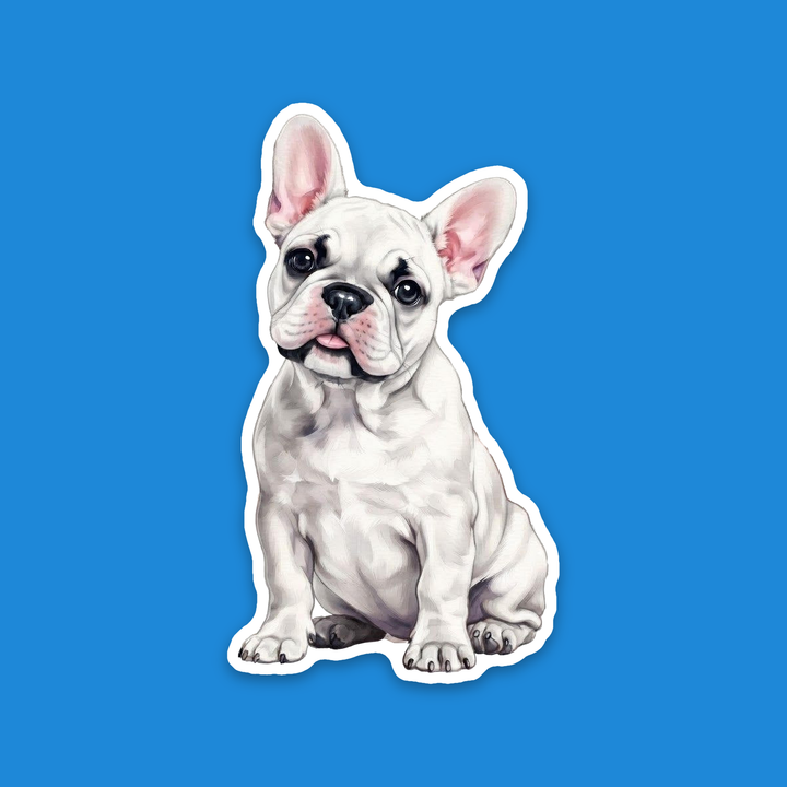 French Bulldog White watercolor flexible fridge magnet, hand-painted style Frenchie puppy with a blep – Designs by Mysh