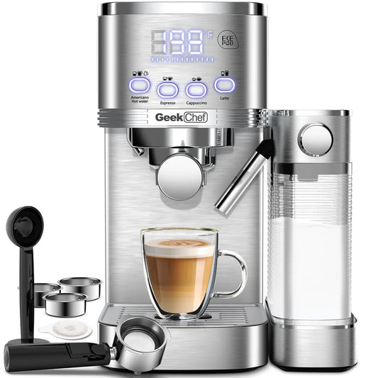 Geek Chef Espresso And Cappuccino Machine With Automatic Milk Frother - Designs by Mysh