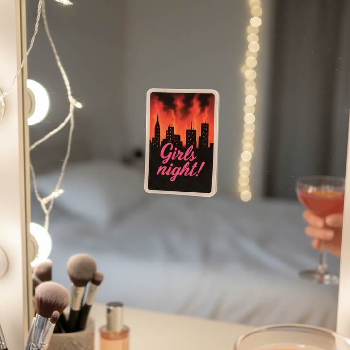 Girls Night! Vinyl Sticker – 3" Party-Themed City Skyline Die-Cut Sticker - Designs by Mysh