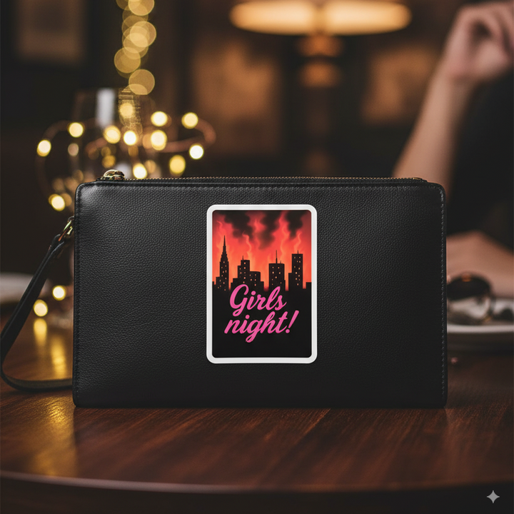 Girls Night! Vinyl Sticker – 3" Party-Themed City Skyline Die-Cut Sticker - Designs by Mysh