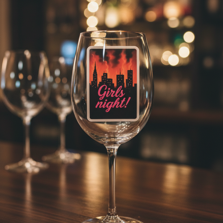 Girls Night! Vinyl Sticker – 3" Party-Themed City Skyline Die-Cut Sticker - Designs by Mysh