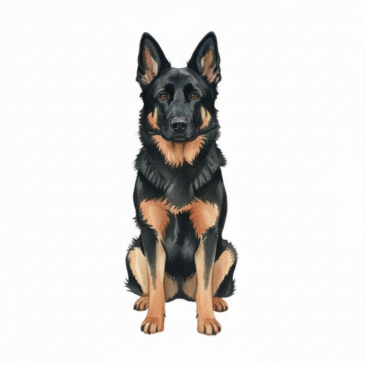 German Shepherd Vinyl Sticker | Watercolor Dog Art | 3” Water-Resistant Vinyl | 4 Color Variants - Designs by Mysh