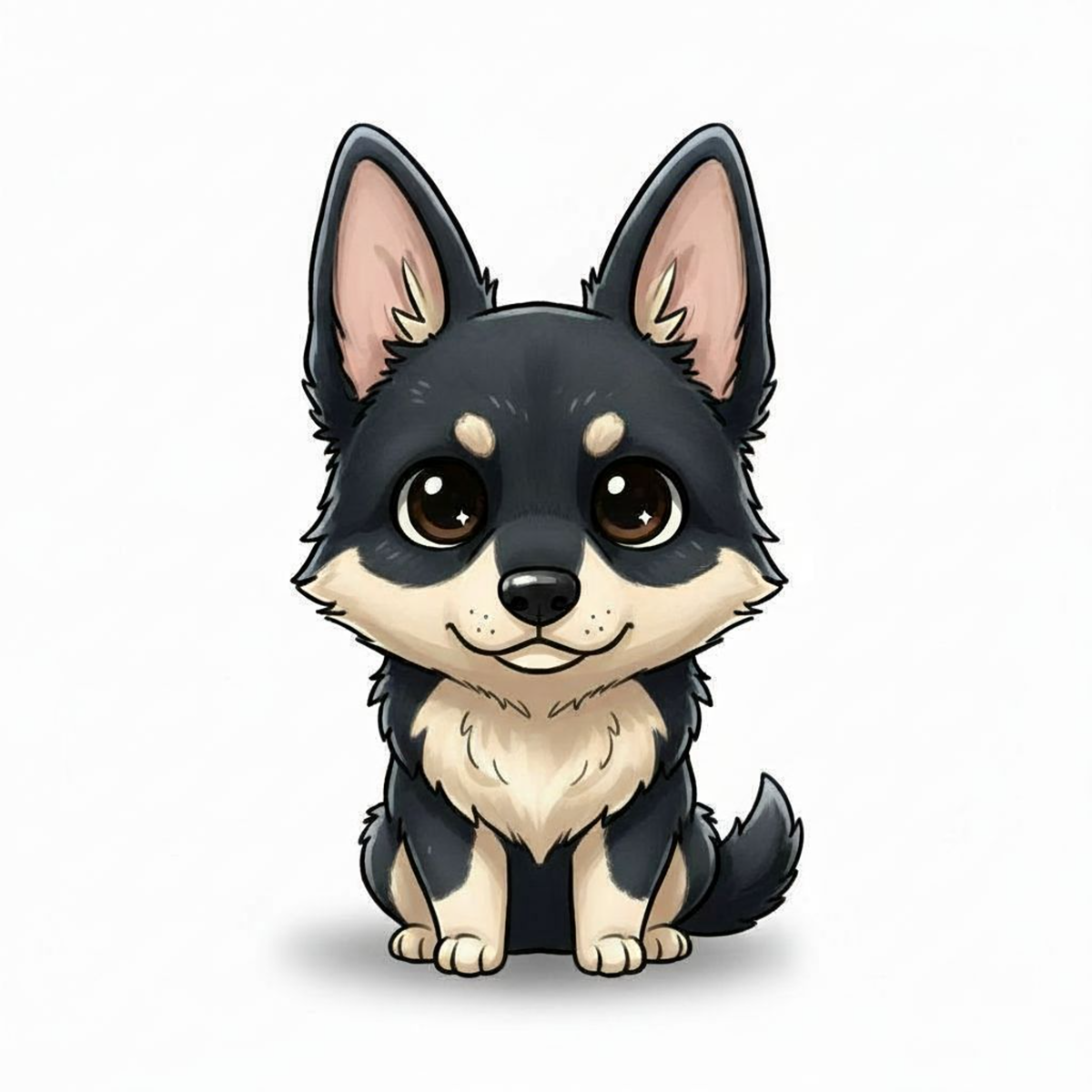 German Shepherd Kawaii Vinyl Sticker – Cute Dog Lover Gift | 3” Water-Resistant Vinyl | Multiple Coat Colors - Designs by Mysh